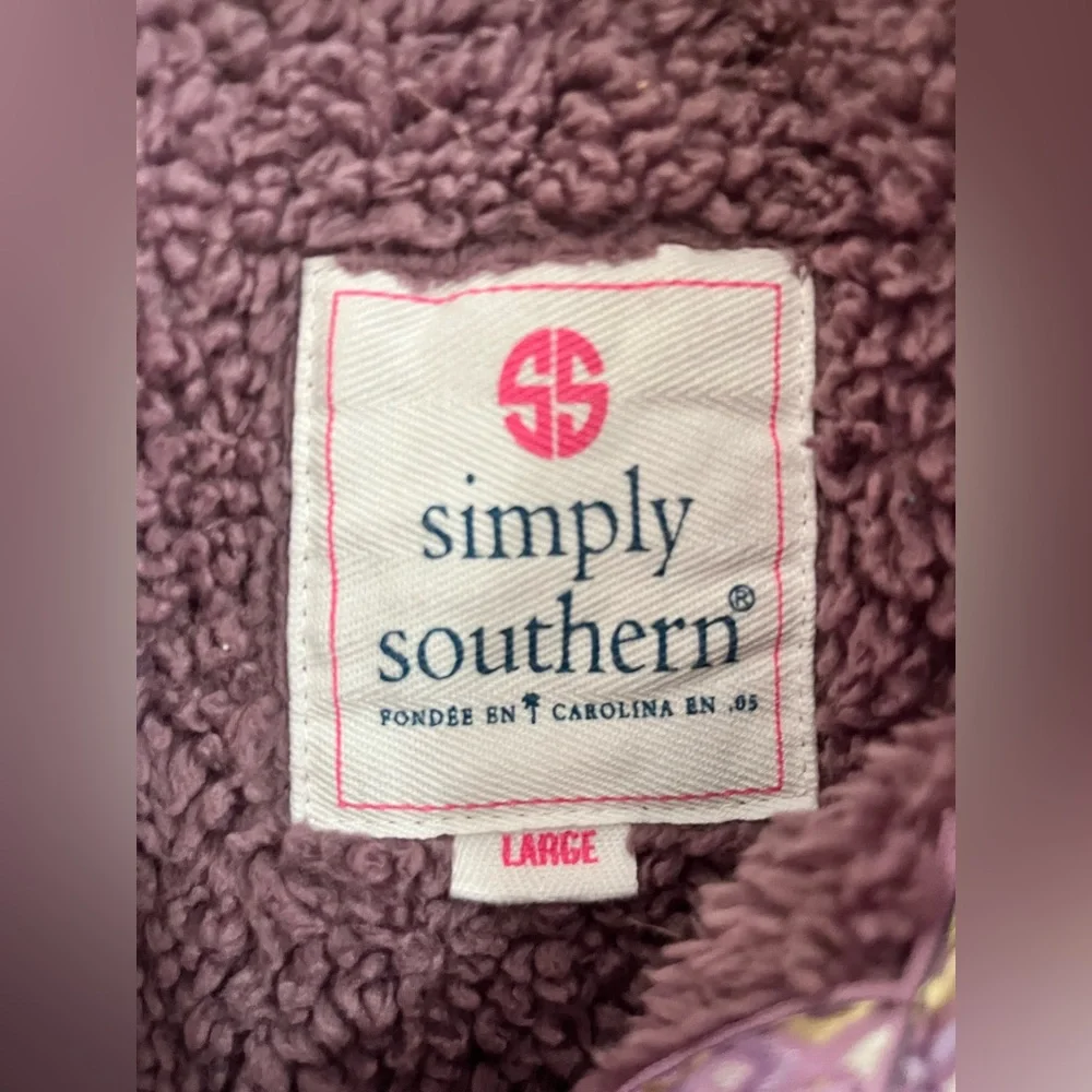 Simply Southern 1/4 Zip Sherpa Fleece Pullover Purple Soft Sweatshirt Women’s L - Picture 4 of 10